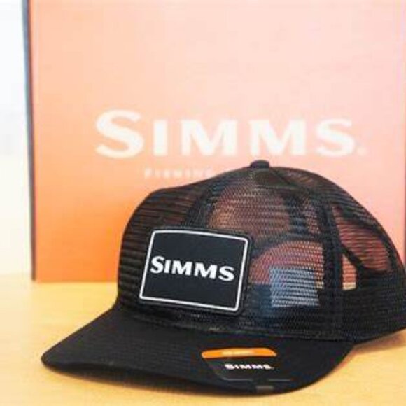 Simms Mesh All-Over Trucker Hat Black Fishing NEW Unisex - Picture 3 of 3